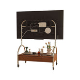 Small modern movable wooden TV stand and media console for living room
